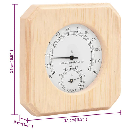 2-in-1 Sauna Hygrothermograph and Hourglass Set, Solid Pine Wood
