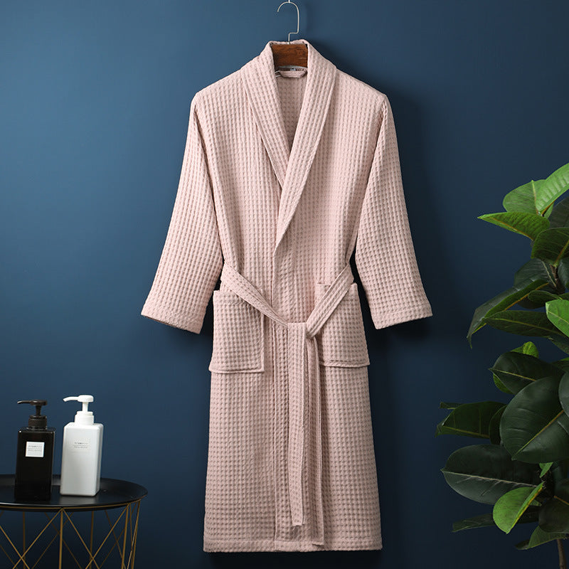 Premium Waffle Cotton Bathrobe - Sauna & Spa Robe