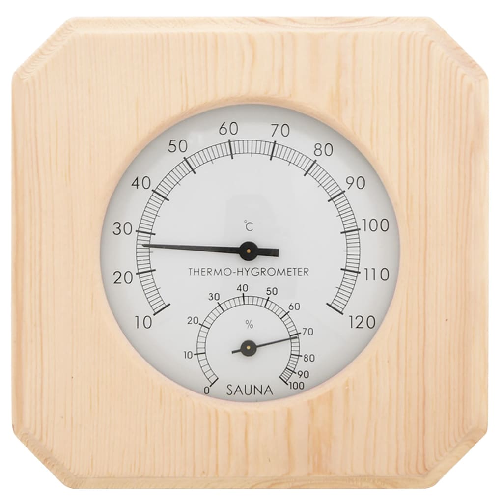 2-in-1 Sauna Hygrothermograph and Hourglass Set, Solid Pine Wood
