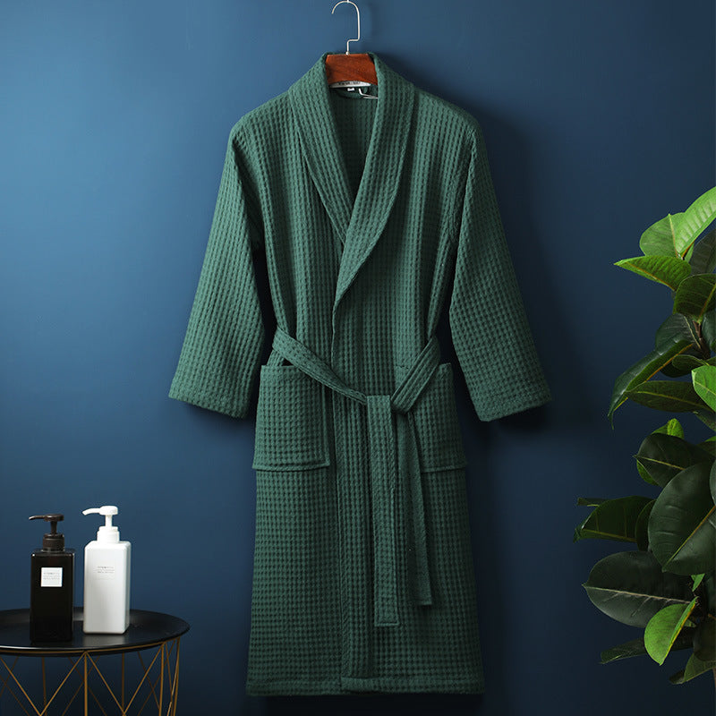 Premium Waffle Cotton Bathrobe - Sauna & Spa Robe