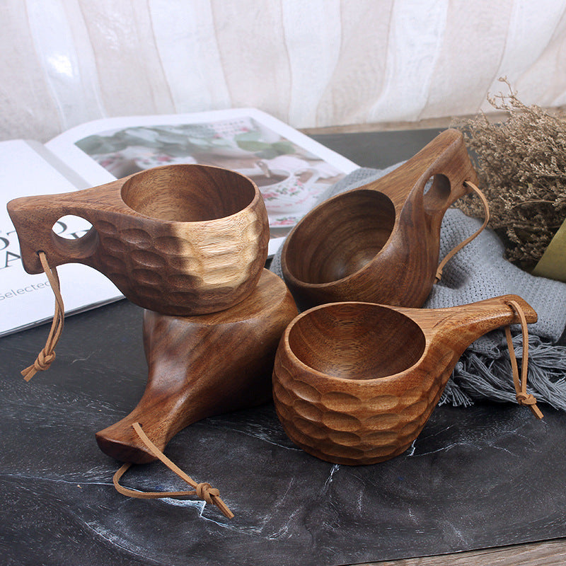 Handcrafted Acacia Wood Drinking Cup for Sauna