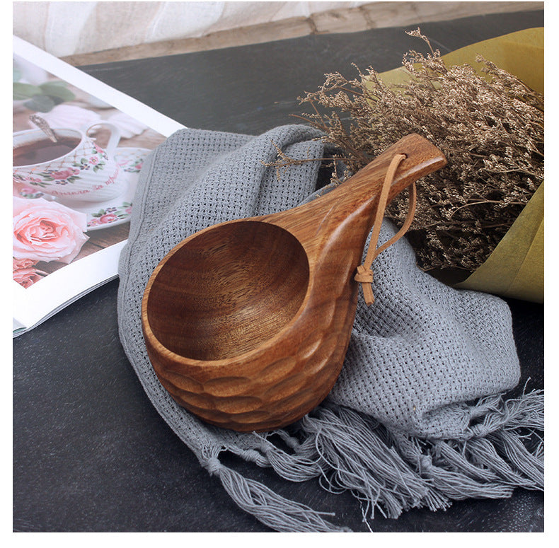 Handcrafted Acacia Wood Drinking Cup for Sauna