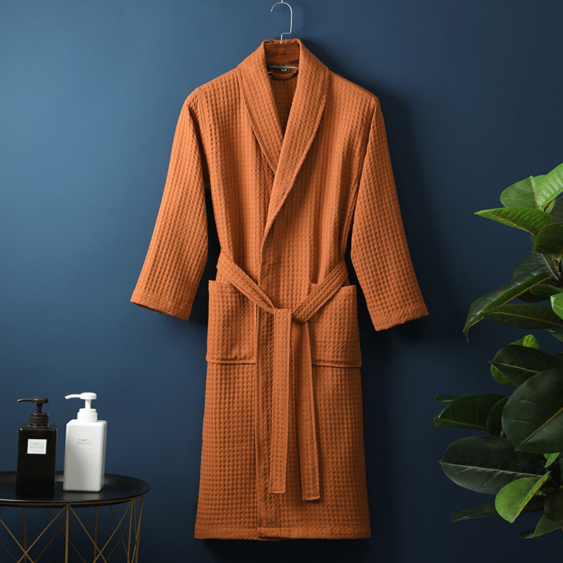 Premium Waffle Cotton Bathrobe - Sauna & Spa Robe