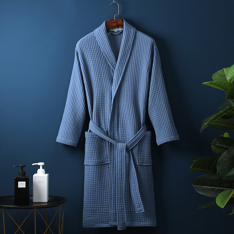 Premium Waffle Cotton Bathrobe - Sauna & Spa Robe