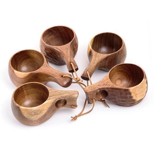 Handcrafted Acacia Wood Drinking Cup for Sauna
