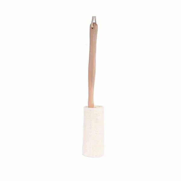 Natural Loofah Bath Brush with Long Wood Handle – Exfoliating Body Scrubber