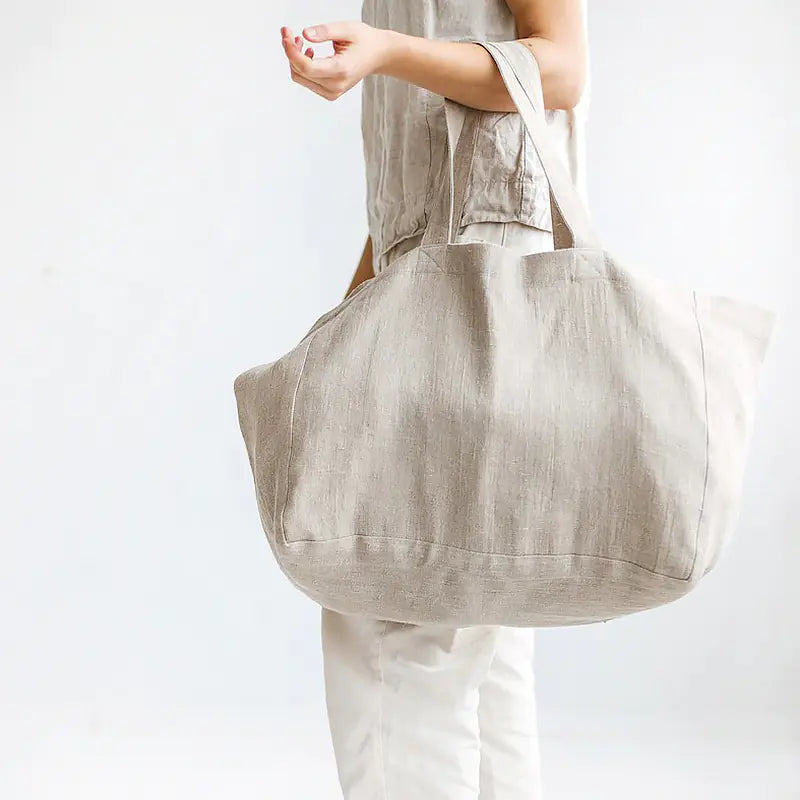 Large Natural Linen Spa & Sauna Bag – Breathable Tote for Wellness Essentials
