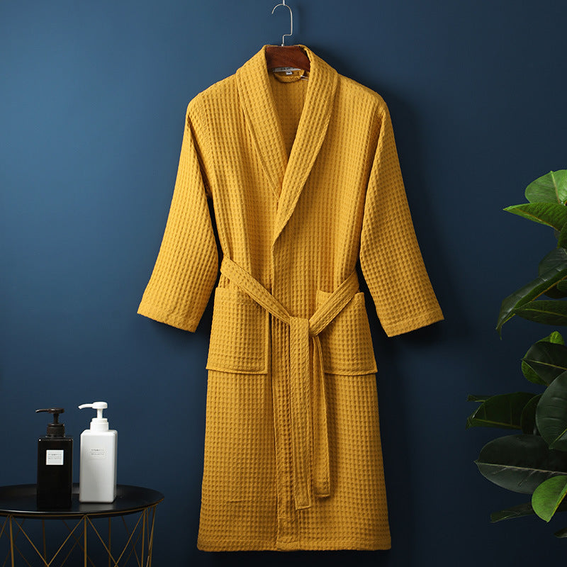 Premium Waffle Cotton Bathrobe - Sauna & Spa Robe