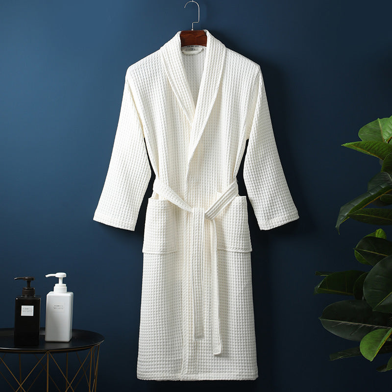 Premium Waffle Cotton Bathrobe - Sauna & Spa Robe