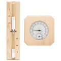 2-in-1 Sauna Hygrothermograph and Hourglass Set, Solid Pine Wood