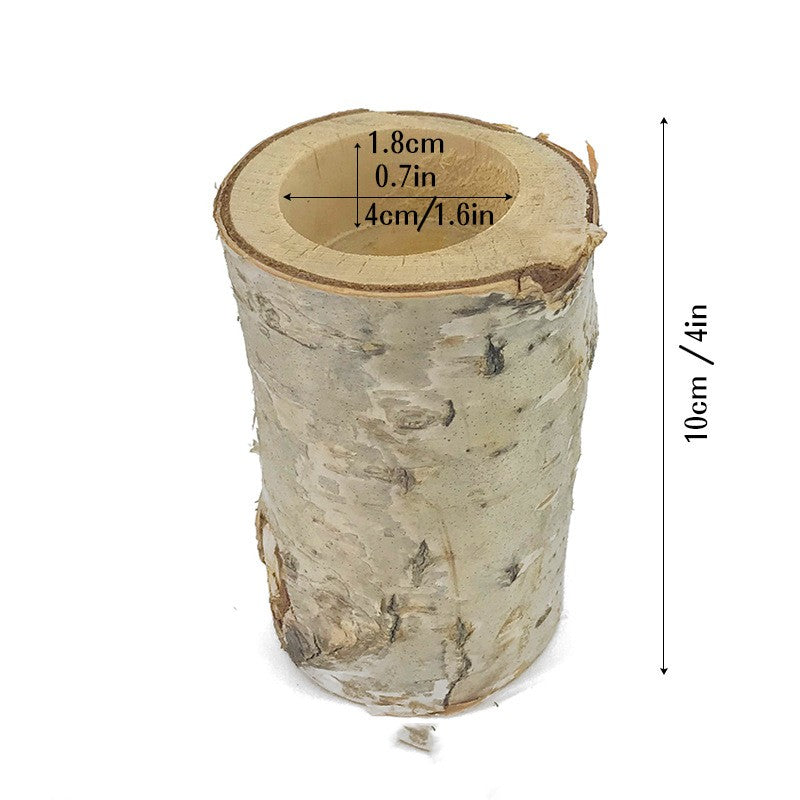 Scandinavian Tree Trunk Candle Holder - Natural Wood