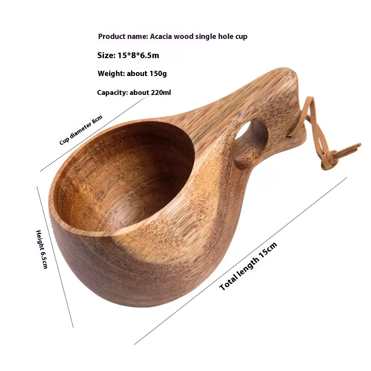 Handcrafted Acacia Wood Drinking Cup for Sauna