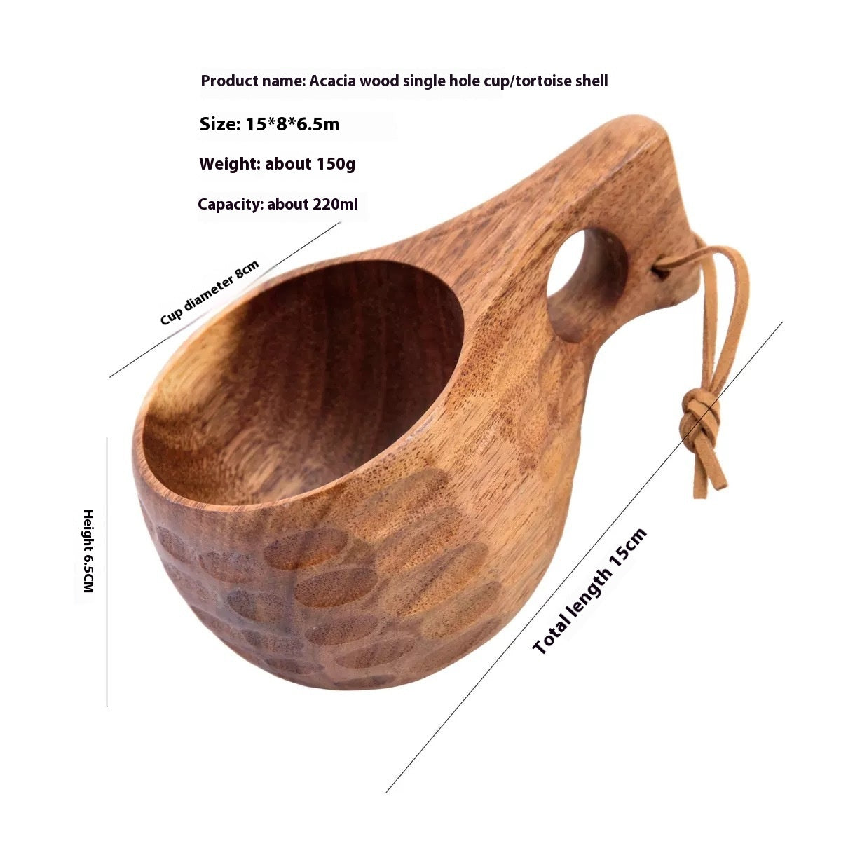 Handcrafted Acacia Wood Drinking Cup for Sauna