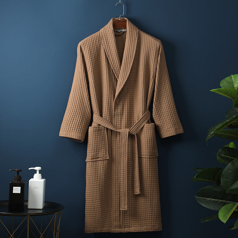 Premium Waffle Cotton Bathrobe - Sauna & Spa Robe