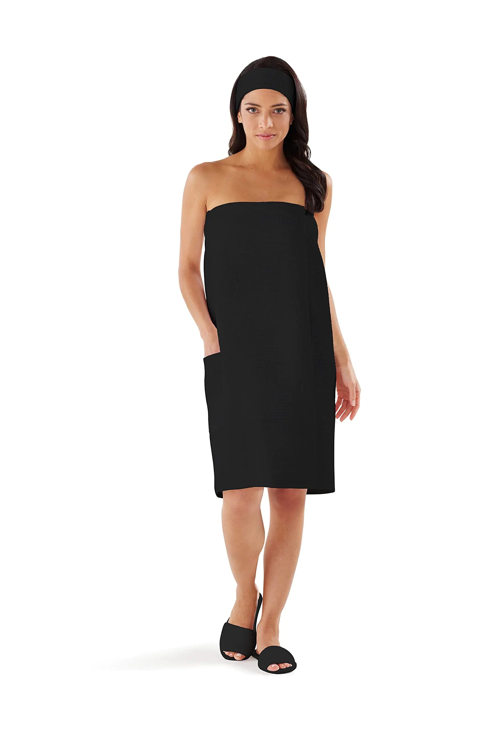 Waffle Weave Spa Towel Wrap - Lightweight Adjustable Bath Wrap for Sauna & Home